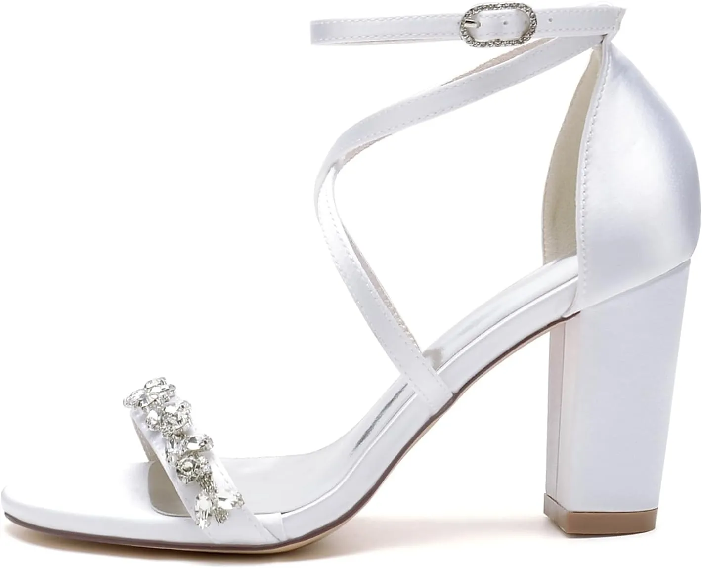 Womens Rhinestone Wedding Dress Party Bridal Sandals Open Toe Crisscross Ankle Strap High Shoes