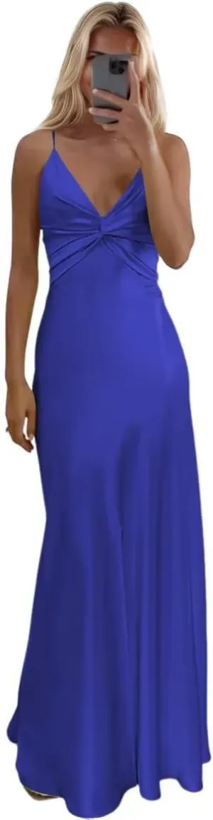 Women's Satin Bridesmaid Dresses 2025 with Slit for Women Mermaid Formal Evening Party Dresses PU233