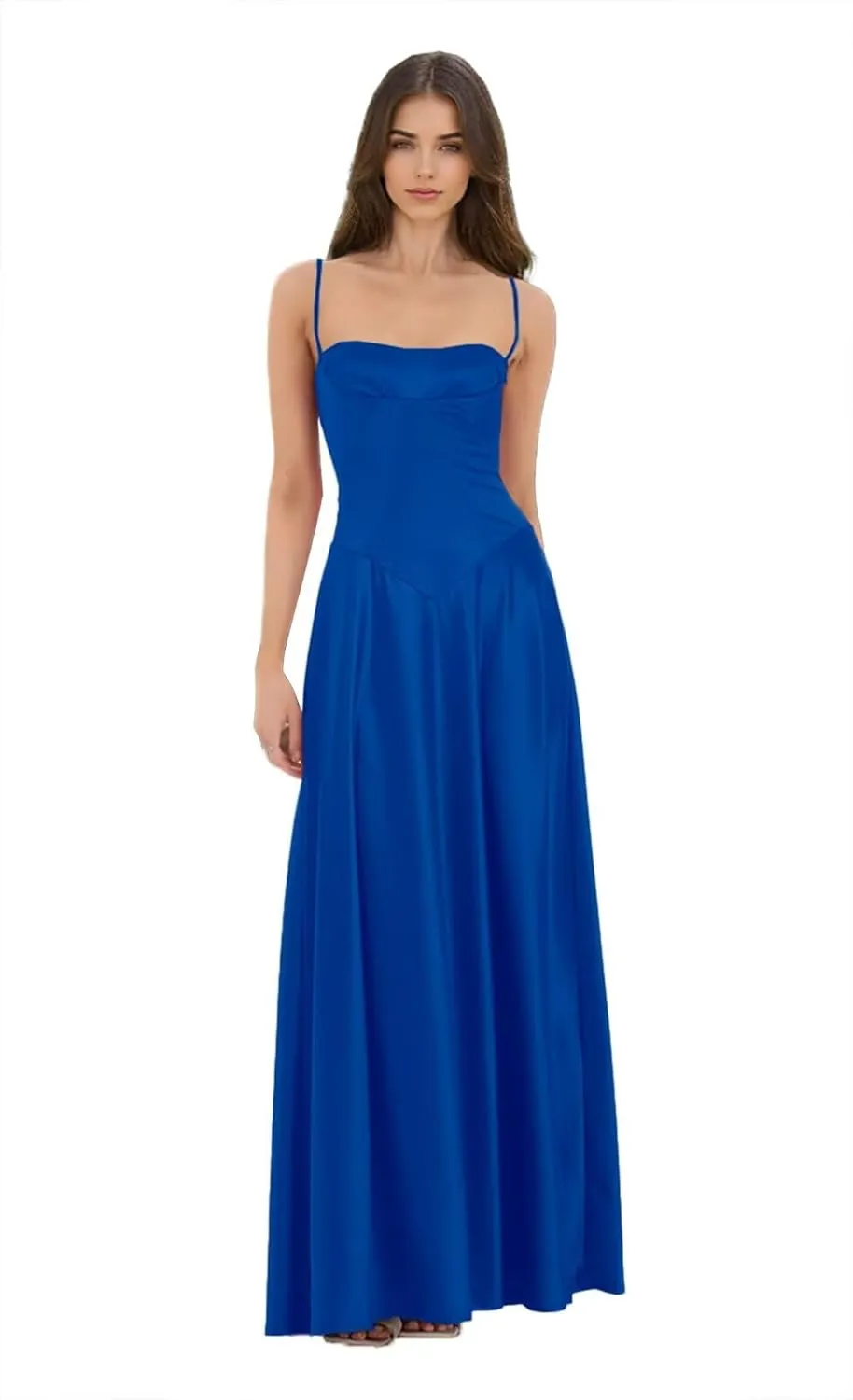 Women's Satin Prom Dresses 2025 Spaghetti Straps Long Ball Gown Bodycon Mermaid Formal Evening Dress
