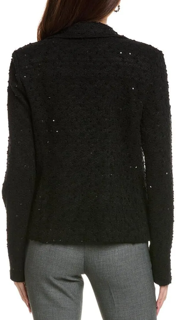 Women's Sequin Bouclé Blazer with Chain Trim Detail