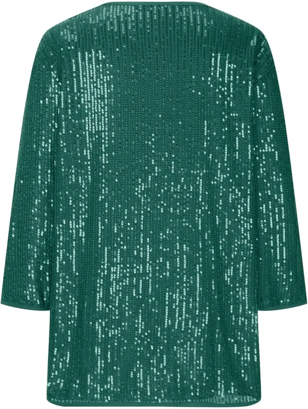 Womens Sequin Tops 3/4 Sleeve Glitter Sparkly Blouse V Neck Dressy Tops for Evening Party Tech Sleeve