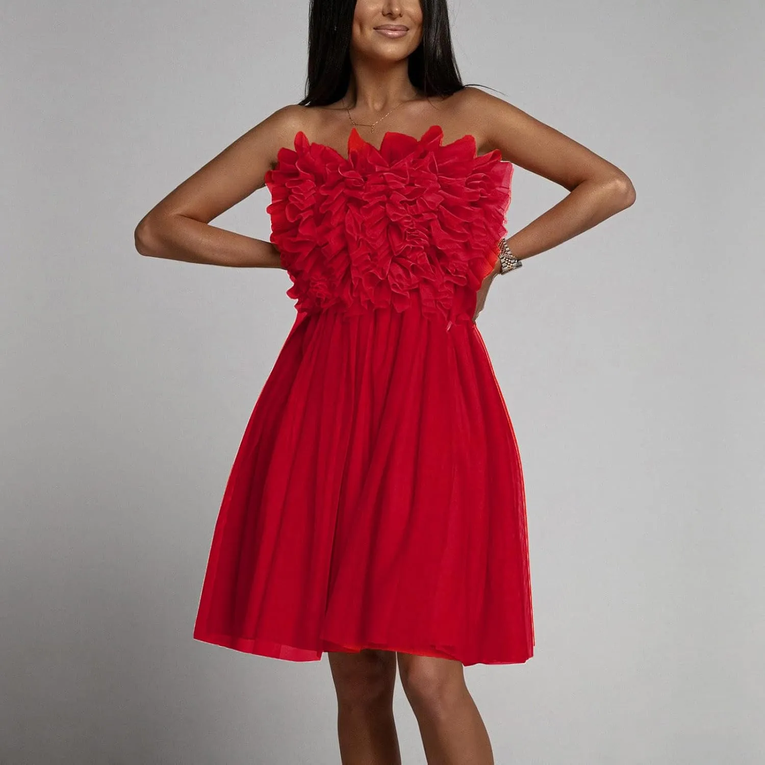 Womens Sexy Strapless Dress Fashion Sheath Skirts Puffy Sleeveless Elegant Gowns Dresses Prom Wedding Business Wear