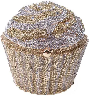 Women's Shoulder Handbags Crystal Cupcake Purse Evening Bag Luxury Purses and Handbags Cupcake Plush Purse Gold White