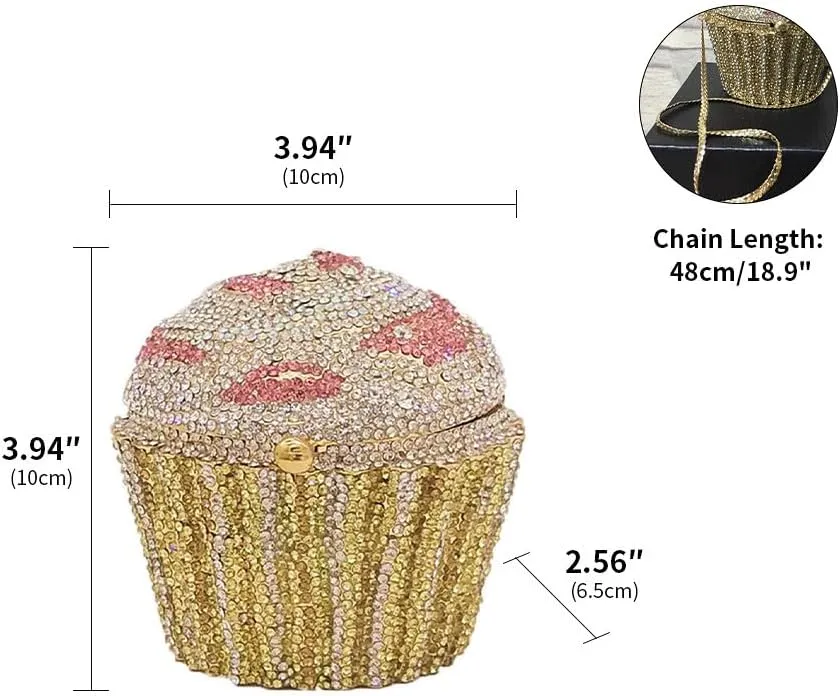 Women's Shoulder Handbags Crystal Cupcake Purse Evening Bag Luxury Purses and Handbags Cupcake Plush Purse Pink AB
