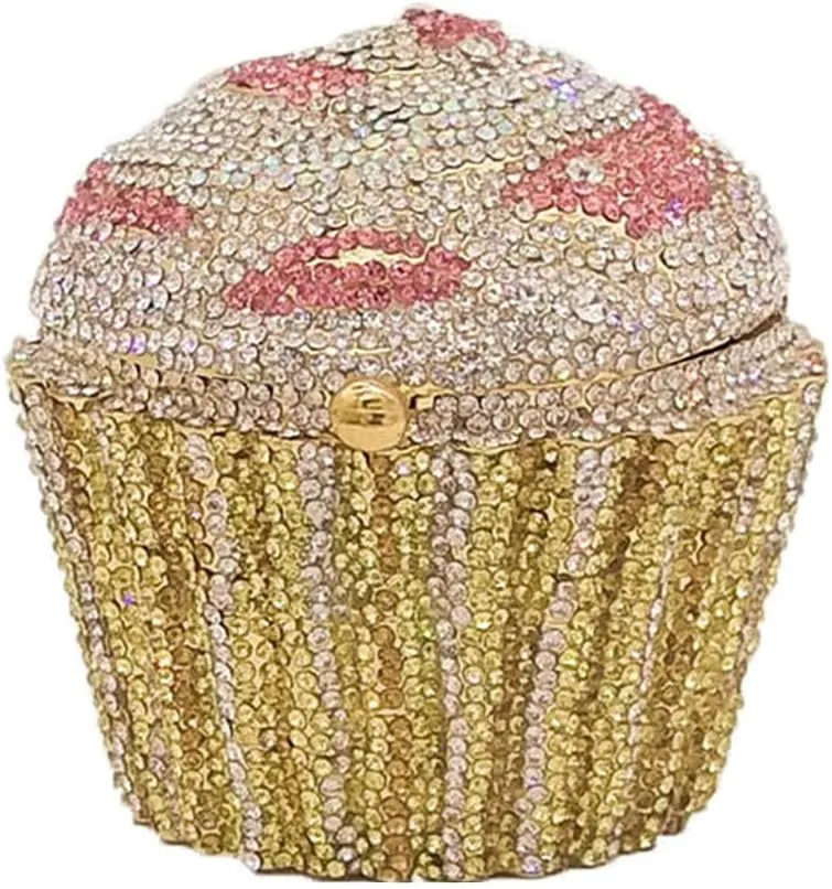 Women's Shoulder Handbags Crystal Cupcake Purse Evening Bag Luxury Purses and Handbags Cupcake Plush Purse Pink AB