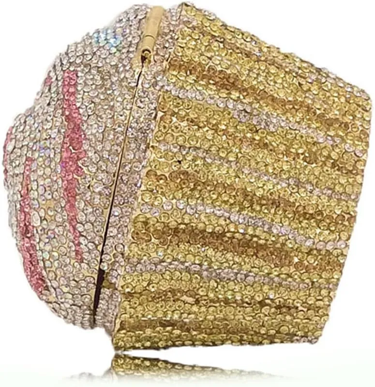 Women's Shoulder Handbags Crystal Cupcake Purse Evening Bag Luxury Purses and Handbags Cupcake Plush Purse Pink AB