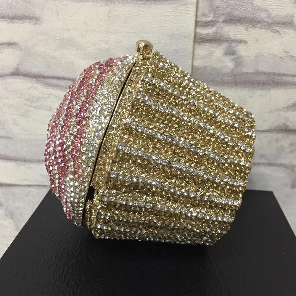 Women's Shoulder Handbags Crystal Cupcake Purse Evening Bag Luxury Purses and Handbags Cupcake Plush Purse Pink Silver