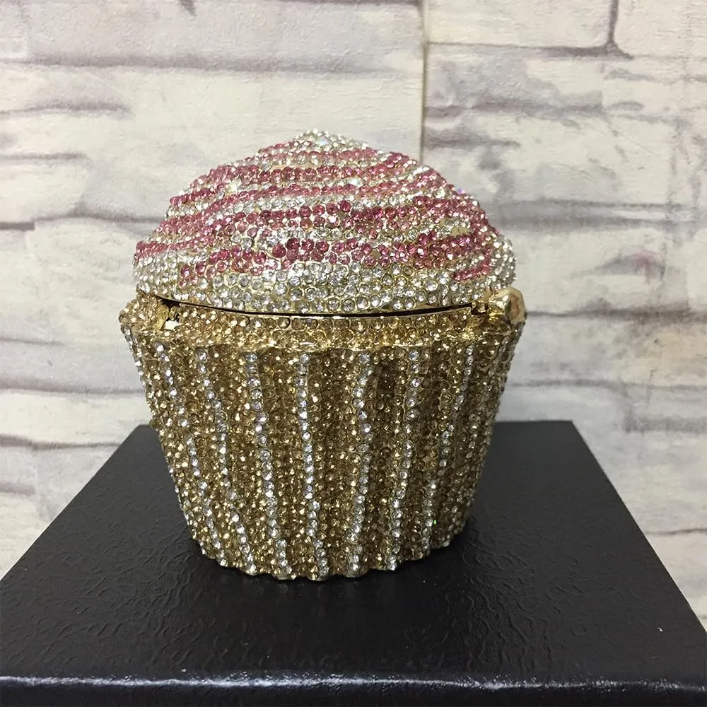 Women's Shoulder Handbags Crystal Cupcake Purse Evening Bag Luxury Purses and Handbags Cupcake Plush Purse Pink Silver