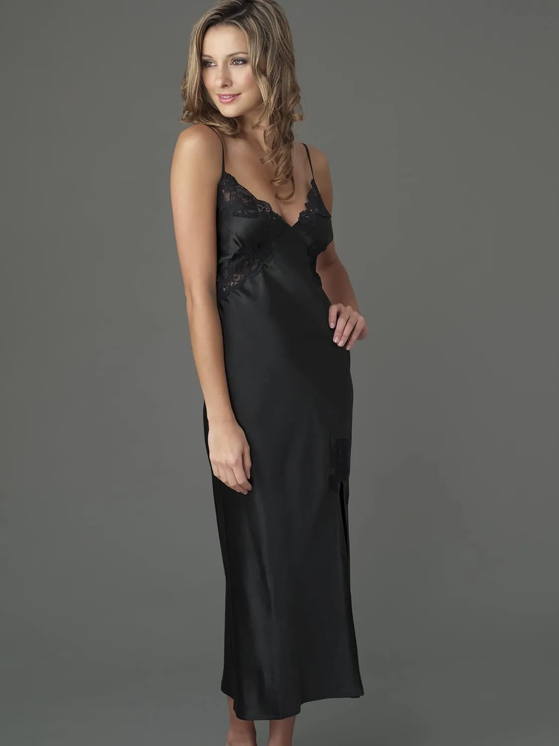 Women's Silk Gown, Lace Trim, Flattering Waist Shape, Le Tresor, Lingerie, Beautiful Gift Packaging