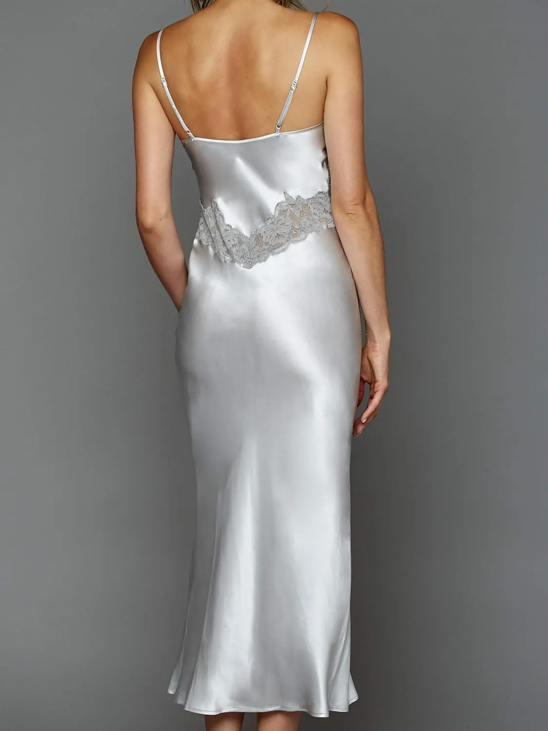 Women's Silk Gown, Lace Trim, Flattering Waist Shape, Le Tresor, Lingerie, Beautiful Gift Packaging