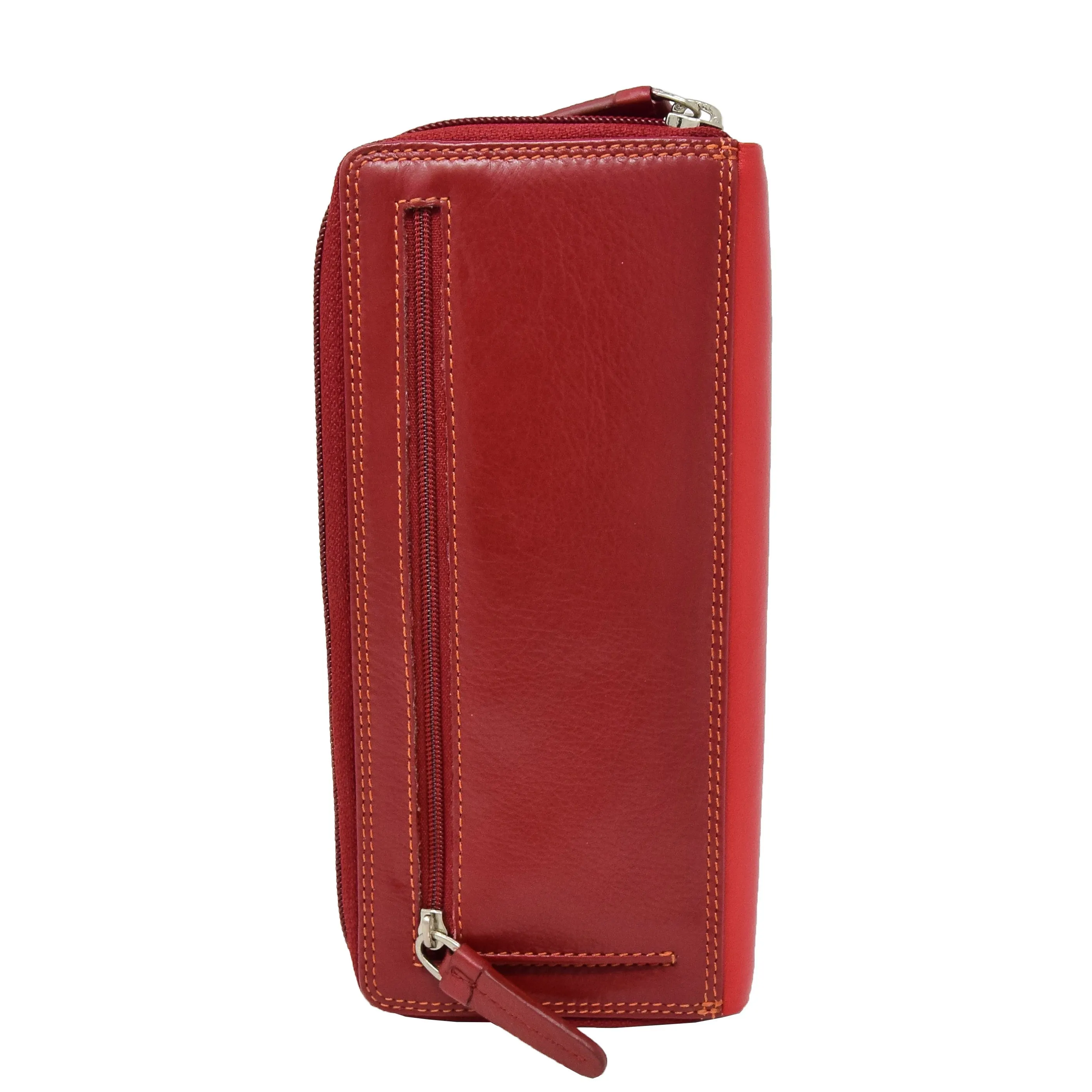 Womens Soft Leather Envelope Clutch Purse Zip Around Wallet AVB55 Red