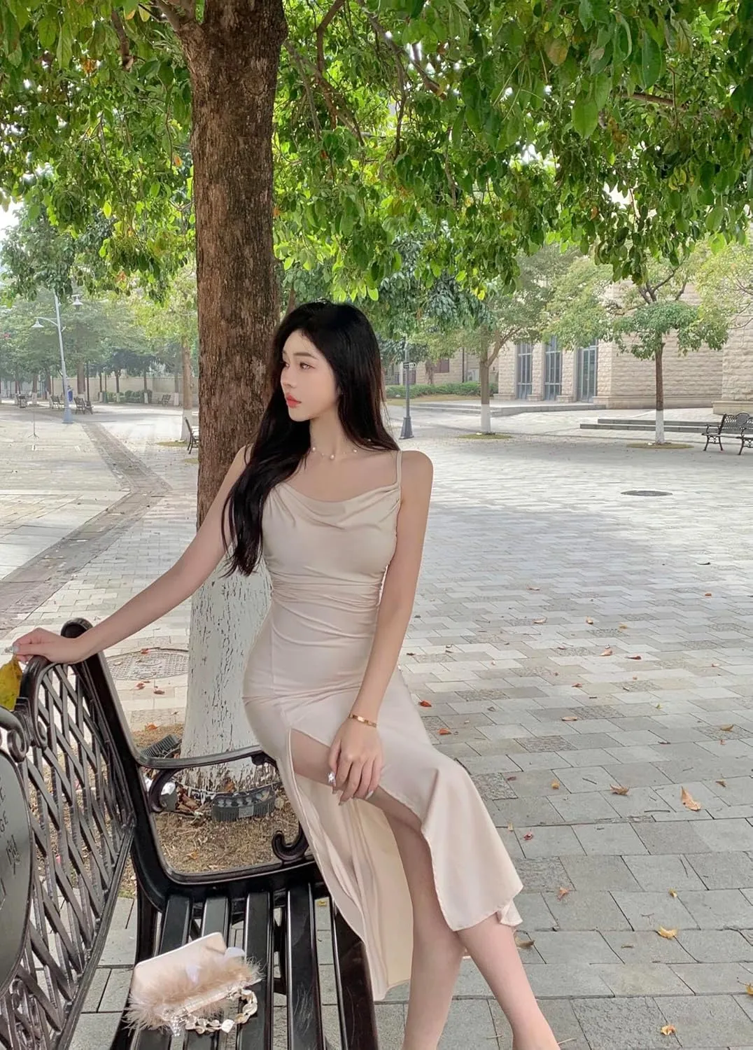 Women's Spaghetti Strap Midi Satin Silk Dresses Slip Cowl Neck Party Cocktail Evening Wedding Guests Dress