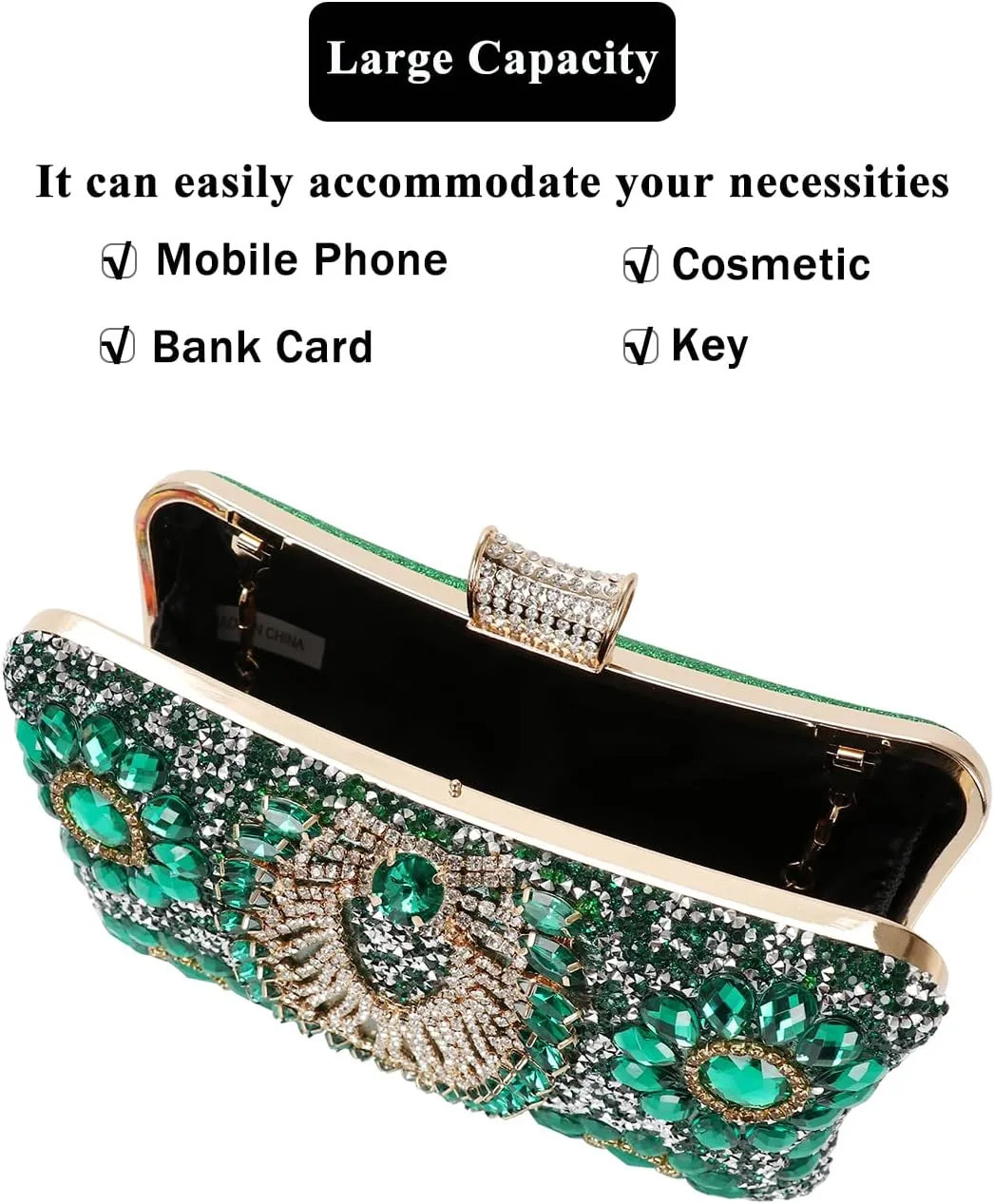 Womens Sparkly Rhinestone Sequin Glitter bag Clutch Evening Handbag Shoulder Bags Purse for Wedding Party Prom