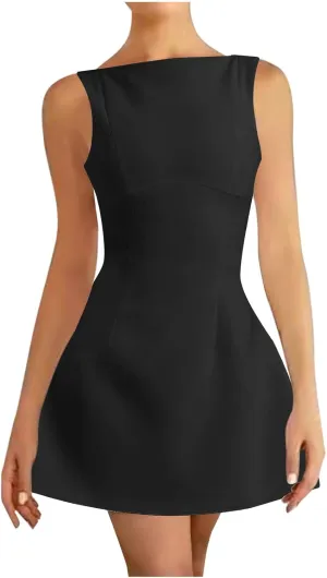 Women's Summer Sleeveless Bodycon Mini Dress Strapless Slim Fit Basic Casual Dresses Club Party Cocktail Short Dress