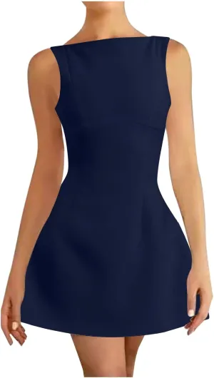 Women's Summer Sleeveless Bodycon Mini Dress Strapless Slim Fit Basic Casual Dresses Club Party Cocktail Short Dress