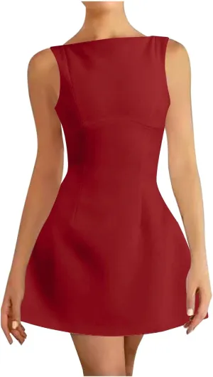 Women's Summer Sleeveless Bodycon Mini Dress Strapless Slim Fit Basic Casual Dresses Club Party Cocktail Short Dress