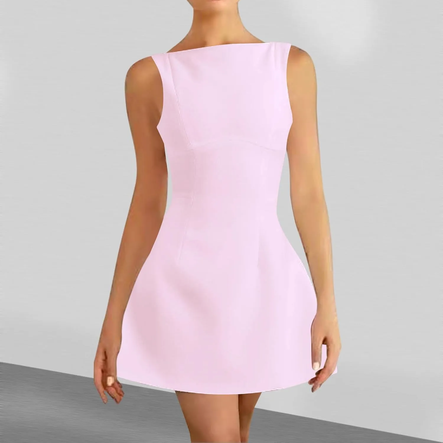 Women's Summer Sleeveless Bodycon Mini Dress Strapless Slim Fit Basic Casual Dresses Club Party Cocktail Short Dress