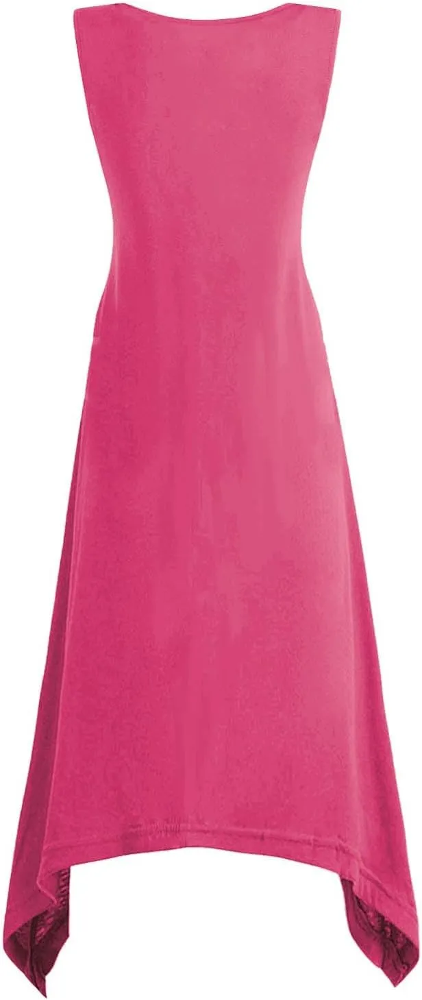 Women's Trendy Dress Round Neck Sleeveless Dress Casual Irregular A-line Hem Long Dresses Daily Vacation Wear