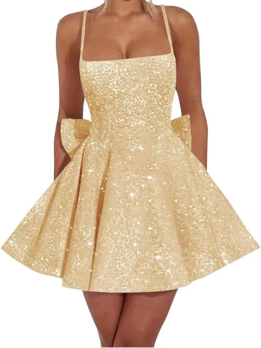 Women's Tulle Sequin Prom Dress A Line Short Cocktail Dress Mini Homecoming Dresses