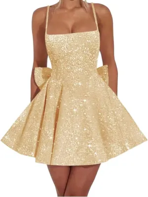 Women's Tulle Sequin Prom Dress A Line Short Cocktail Dress Mini Homecoming Dresses
