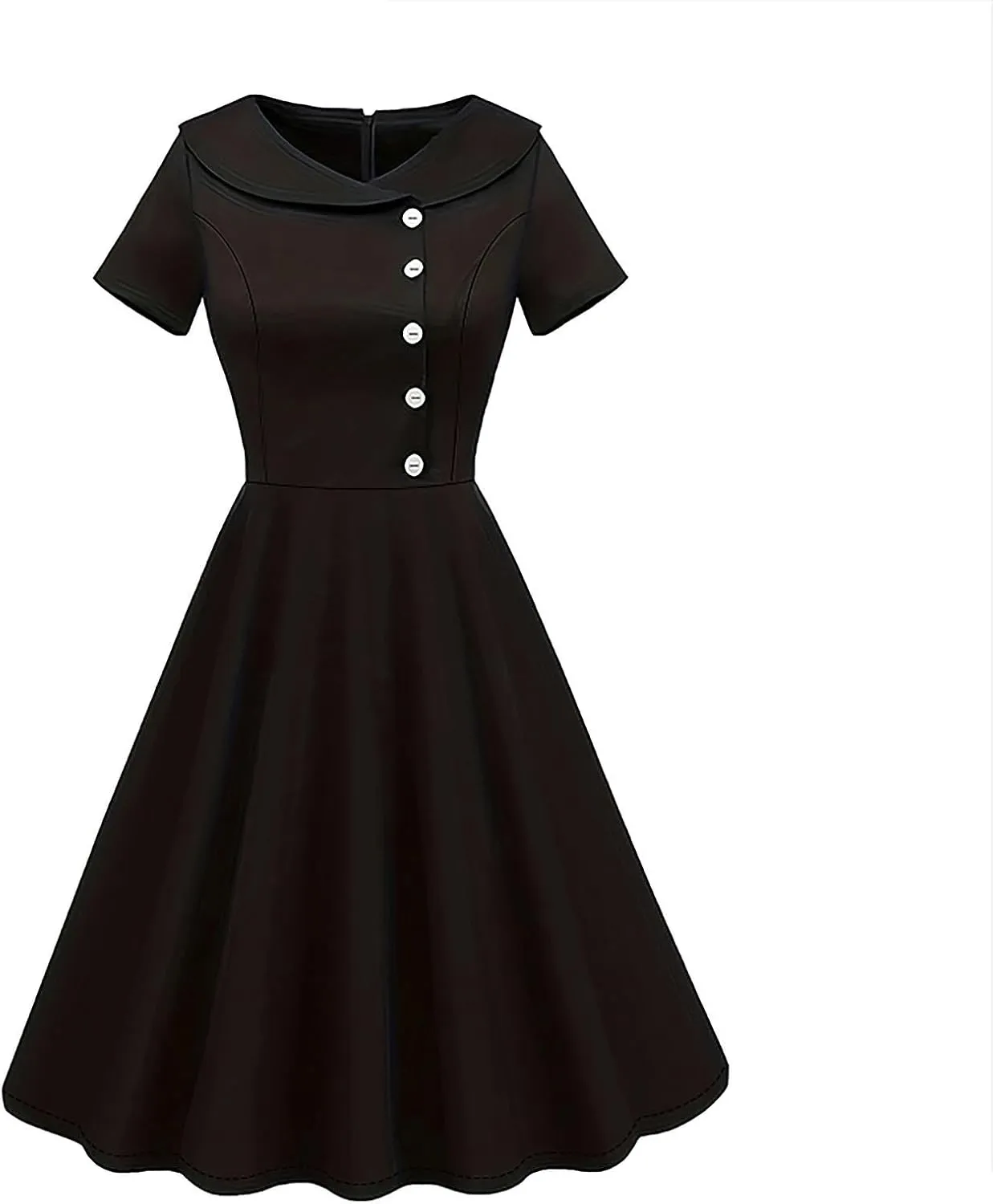 Women's Vintage 1950s Lapel Neck Short Sleeve Single Breasted Button Dress Elegant Going Out Party Midi Dresses