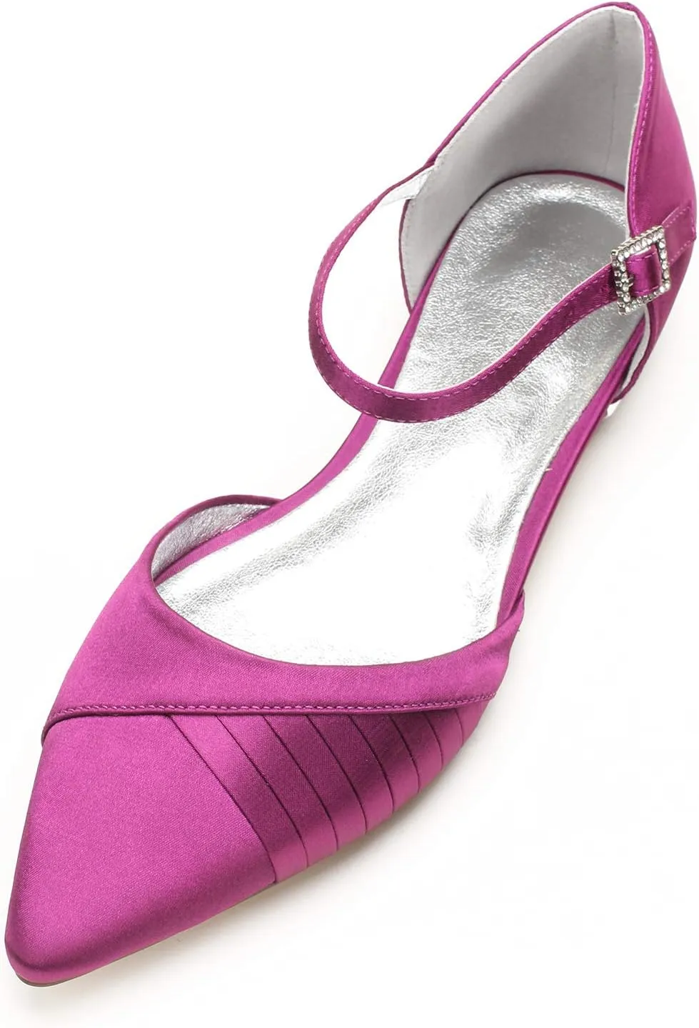 Women's Wedding Shoes for Bride Flats Satin Closed Pointed Toe Satin Bridal Dressy Shoes