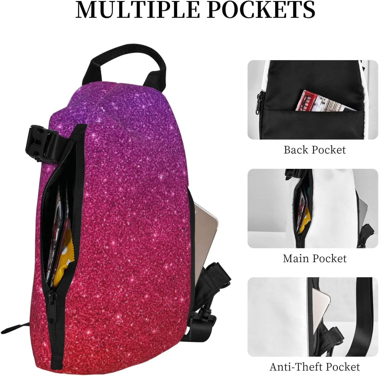 Wood Grain Print Travel Crossbody Backpack Bag,Lightweight Sling Bag For Travel Unisex