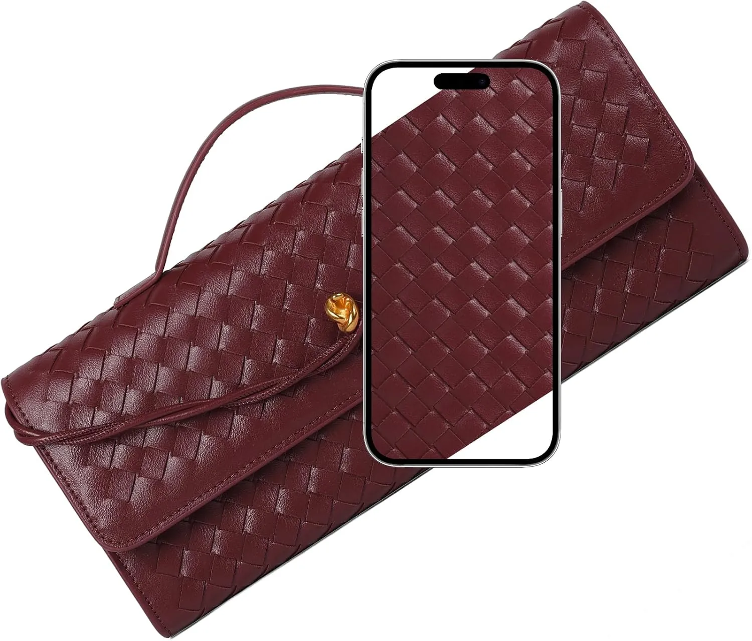 Woven Clutch Purses for Women, Evening Bag Handbag Vegan Leather women's burgundy purse Cute Wallet