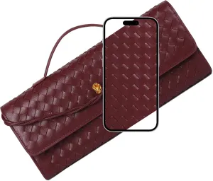 Woven Clutch Purses for Women, Evening Bag Handbag Vegan Leather women's burgundy purse Cute Wallet