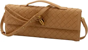 Woven Clutch Purses for Women Evening Bag Handmade Leather Shoulder Handbag Fashion Crossbody Purse