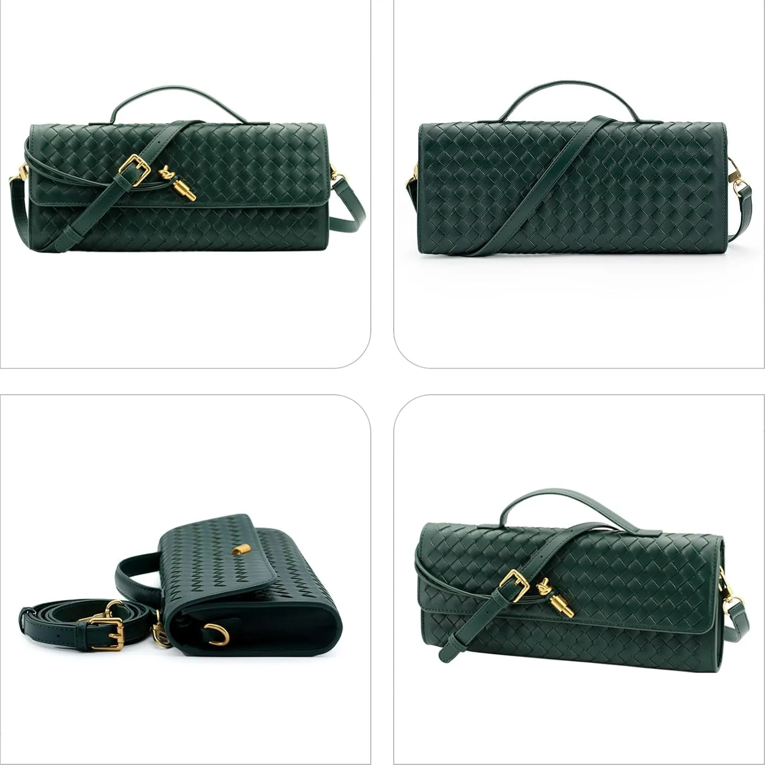 Woven Clutch Purses for Women Evening Bag Handmade Leather Shoulder Handbag Fashion Crossbody Purse