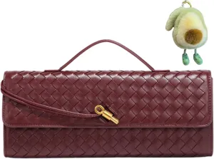Woven Crossbody Bags for Women Casual Fashion Shoulder Handbag Evening Vegan Leather Clutch Purse