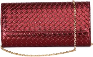 Woven Evening Bag Clutch Purses for Women Fashion PU Leather Crossbody Purse for Wedding Party and Prom