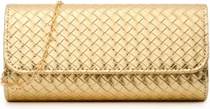 Woven Evening Bag Clutch Purses for Women Fashion PU Leather Crossbody Purse for Wedding Party and Prom