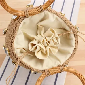 Woven Shell Shape Tote Bag, Rattan Raffia Straw Shoulder Bag Summer Beach Crossbody Purse Handbag for Women Travel