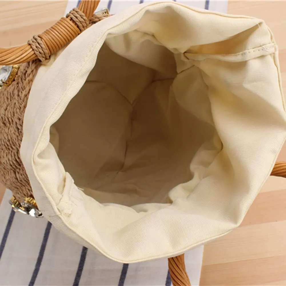 Woven Shell Shape Tote Bag, Rattan Raffia Straw Shoulder Bag Summer Beach Crossbody Purse Handbag for Women Travel