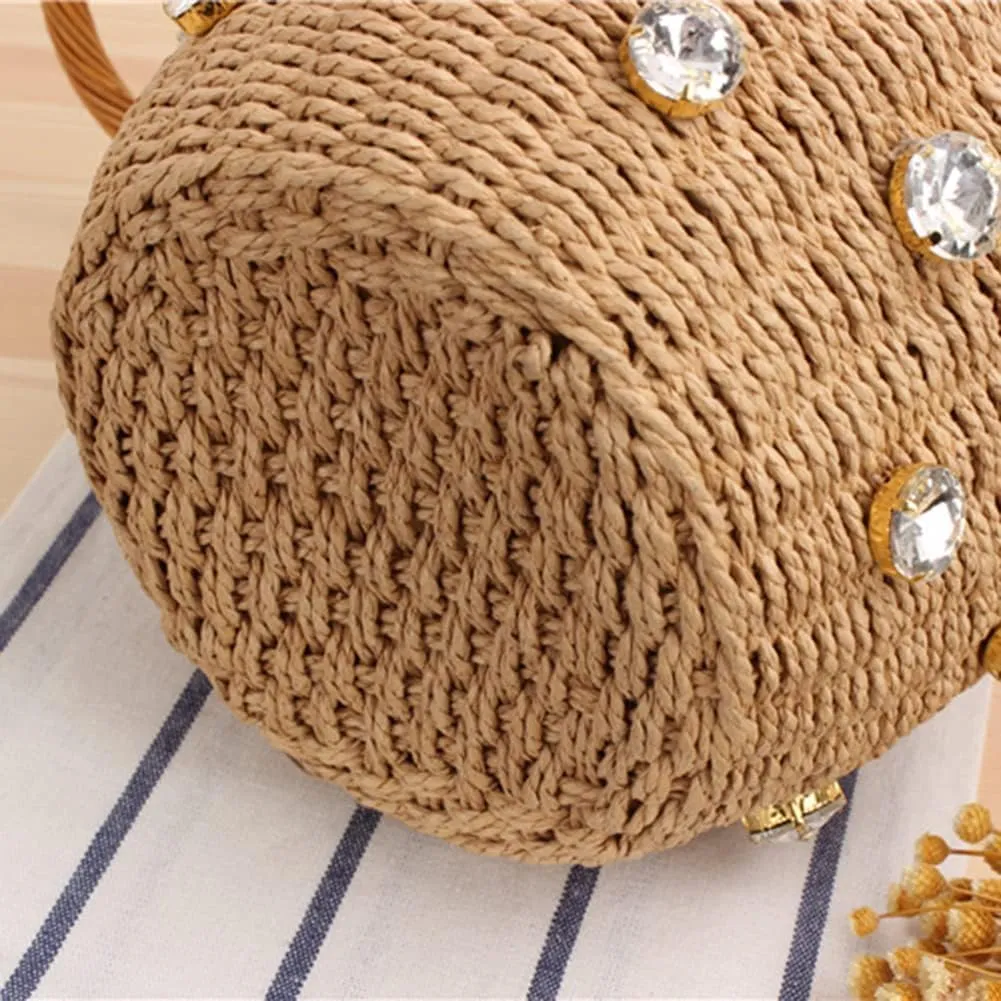 Woven Shell Shape Tote Bag, Rattan Raffia Straw Shoulder Bag Summer Beach Crossbody Purse Handbag for Women Travel