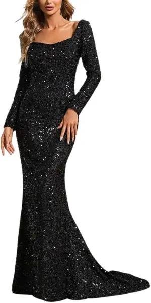 Wpmen's Dress Sexy Deep V Lace Mesh Maxi Formal Dress Party Cocktail Dresses Long Sleeve Elegant Wedding Dress