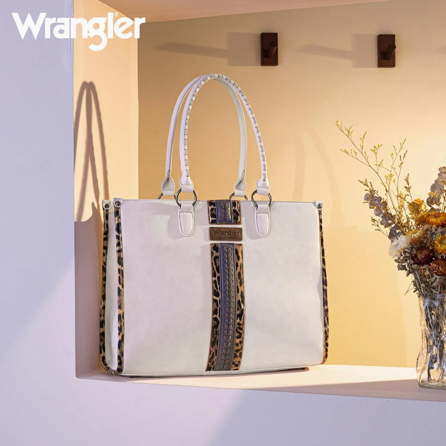 Wrangler Tote Bag for Women Leopard Large Handbags Western Purse and Top Handle Hobo Bag