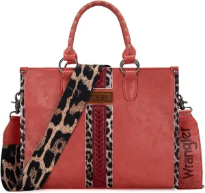 Wrangler Tote Bag for Women Leopard Large Handbags Western Purse and Top Handle Hobo Bag