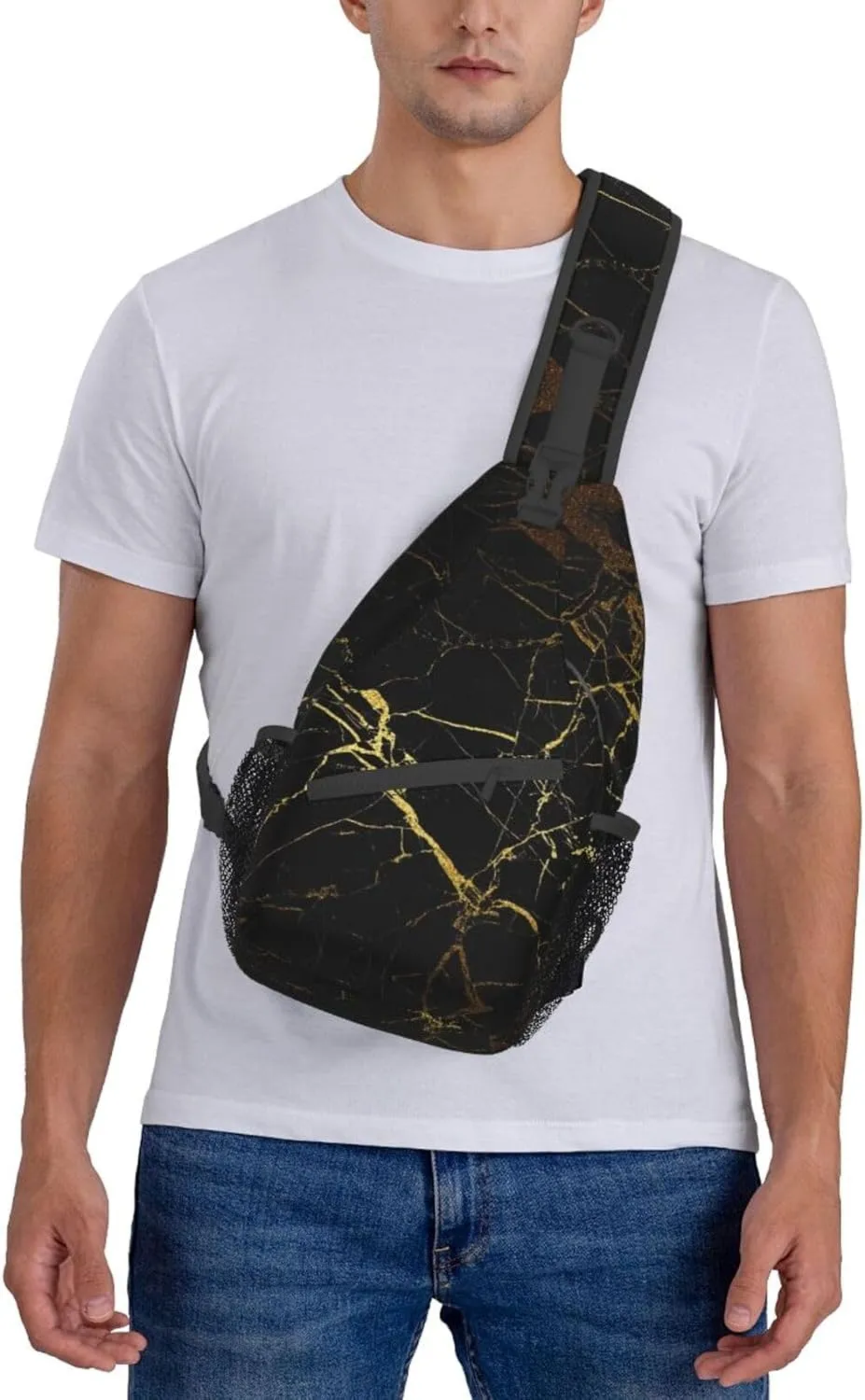WURTON Sling Bag Glittery Pretty Pattern Print Sling Backpack Crossbody Chest Bag Daypack For Hiking Travel