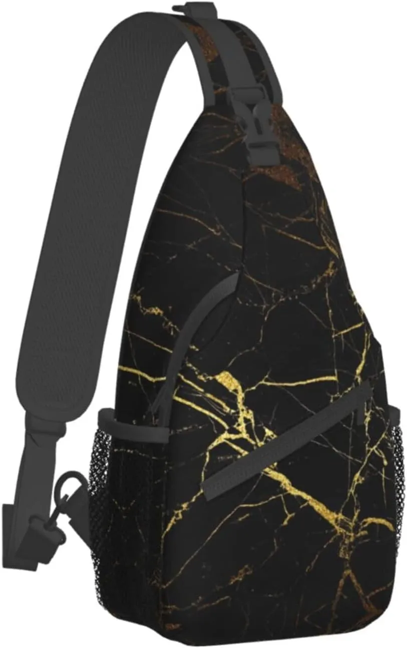 WURTON Sling Bag Glittery Pretty Pattern Print Sling Backpack Crossbody Chest Bag Daypack For Hiking Travel