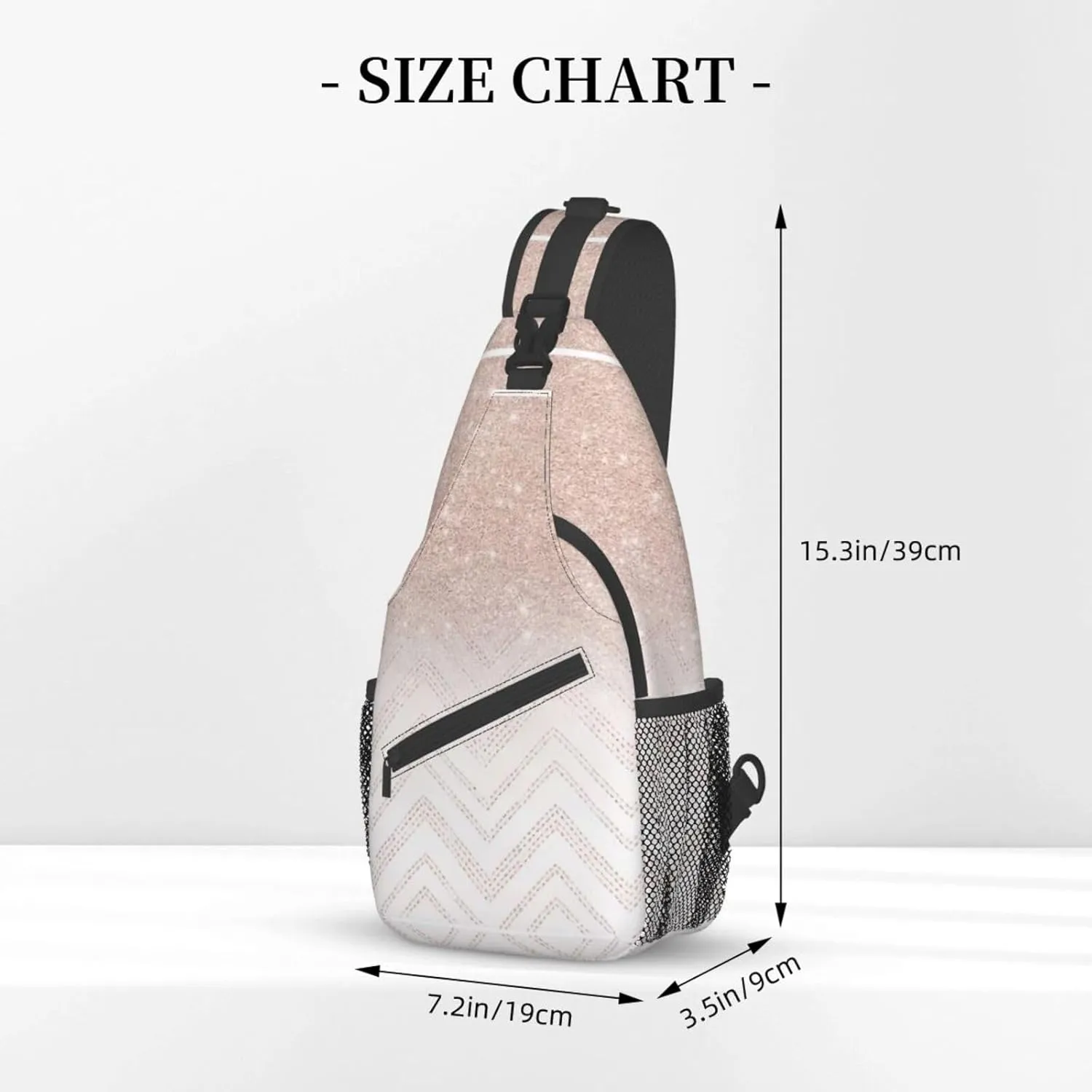 WURTON Sling Bag Glittery Pretty Pattern Print Sling Backpack Crossbody Chest Bag Daypack For Hiking Travel