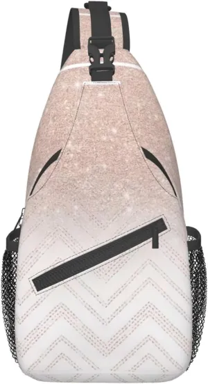 WURTON Sling Bag Glittery Pretty Pattern Print Sling Backpack Crossbody Chest Bag Daypack For Hiking Travel