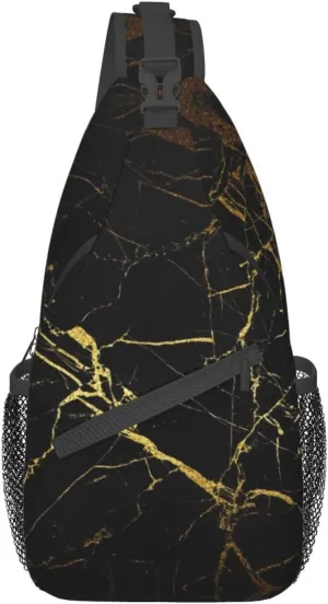 WURTON Sling Bag Glittery Pretty Pattern Print Sling Backpack Crossbody Chest Bag Daypack For Hiking Travel