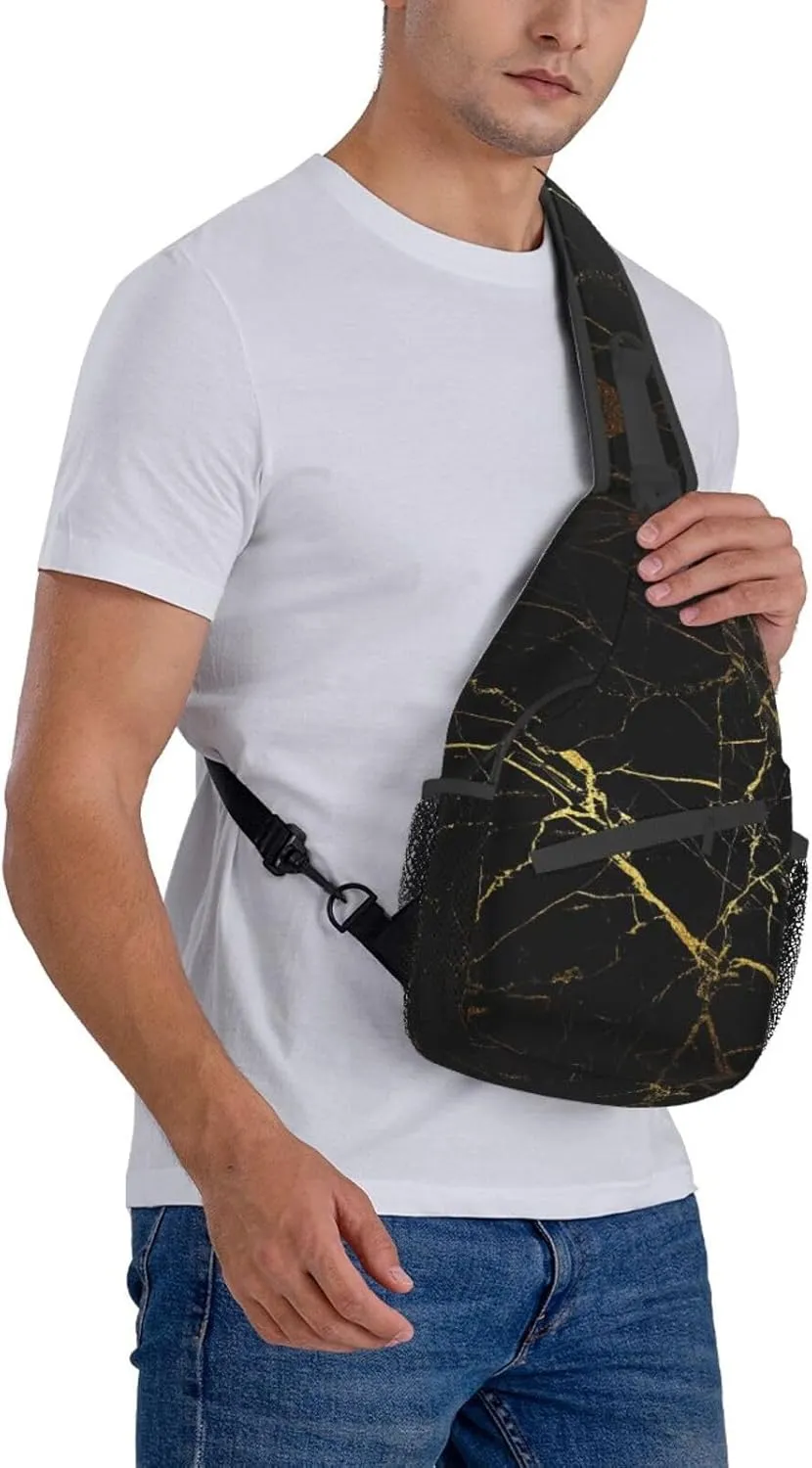 WURTON Sling Bag Glittery Pretty Pattern Print Sling Backpack Crossbody Chest Bag Daypack For Hiking Travel