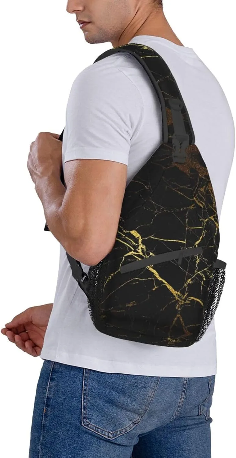 WURTON Sling Bag Glittery Pretty Pattern Print Sling Backpack Crossbody Chest Bag Daypack For Hiking Travel
