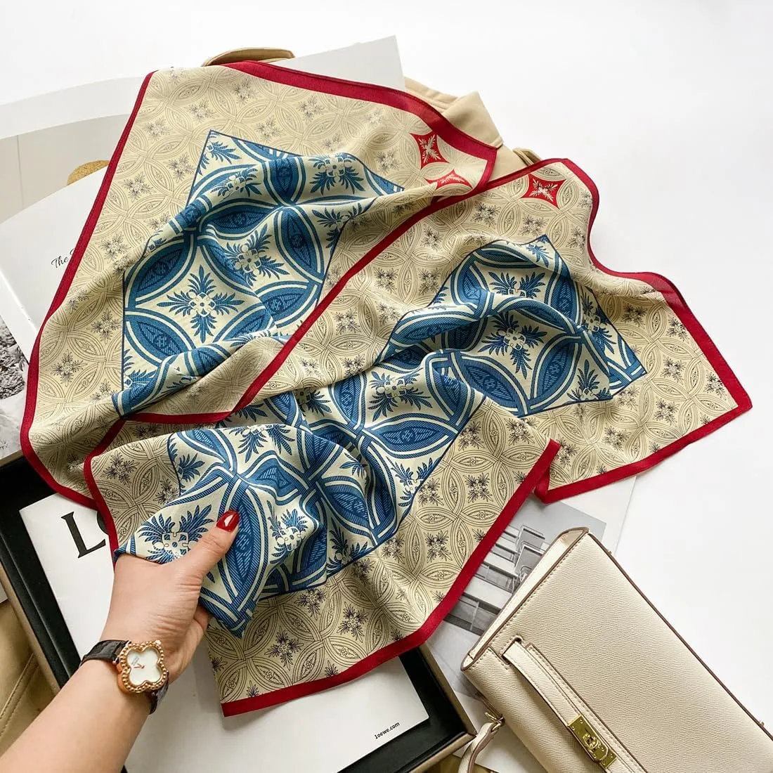 Xinmurffy Luxury 6A Grade Mulberry Silk Scarf for Women Long Anti-Wrinkle Travel Scarf Fashion Lightweight Wraps