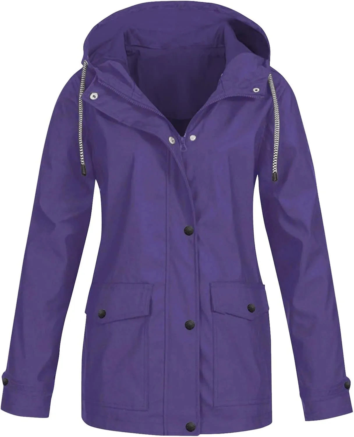 XUETON Womens Autumn Winter Hooded Raincoat Waterproof Packable Reflective Hiking Workout Zip Up Hoodie Rain Jackets Outwear
