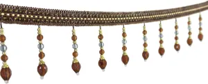Yalulu 4 Yards Braided Hanging Beads Tassel Trim Fringe Fabric Ribbon Trimming Handwork DIY Craft Sewing Accessory Lace for Home Curtain Table Decoration (Deep Coffee)
